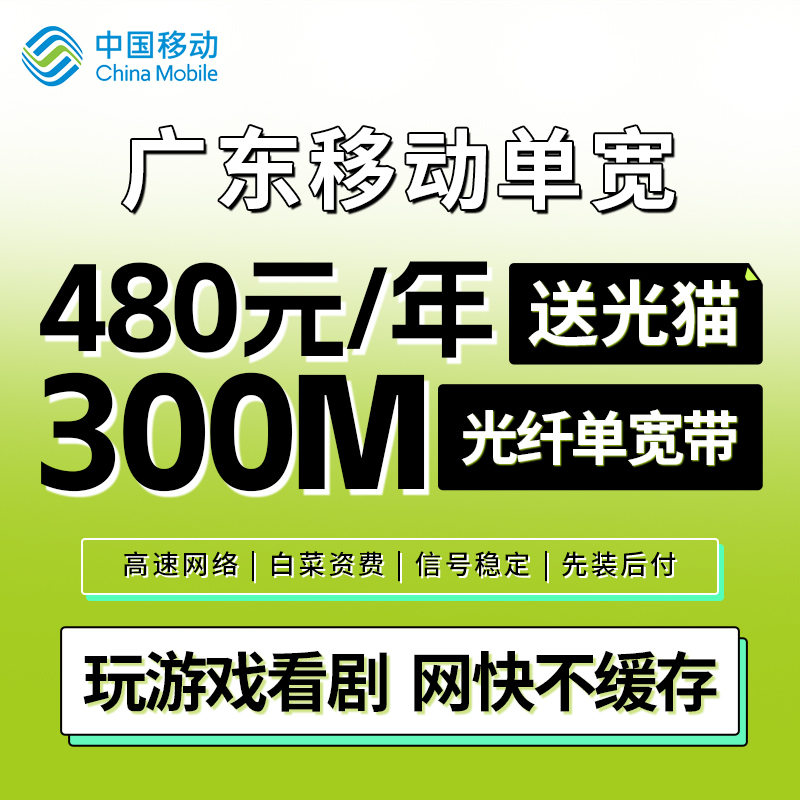 MF广东移动480元包年300M单宽带