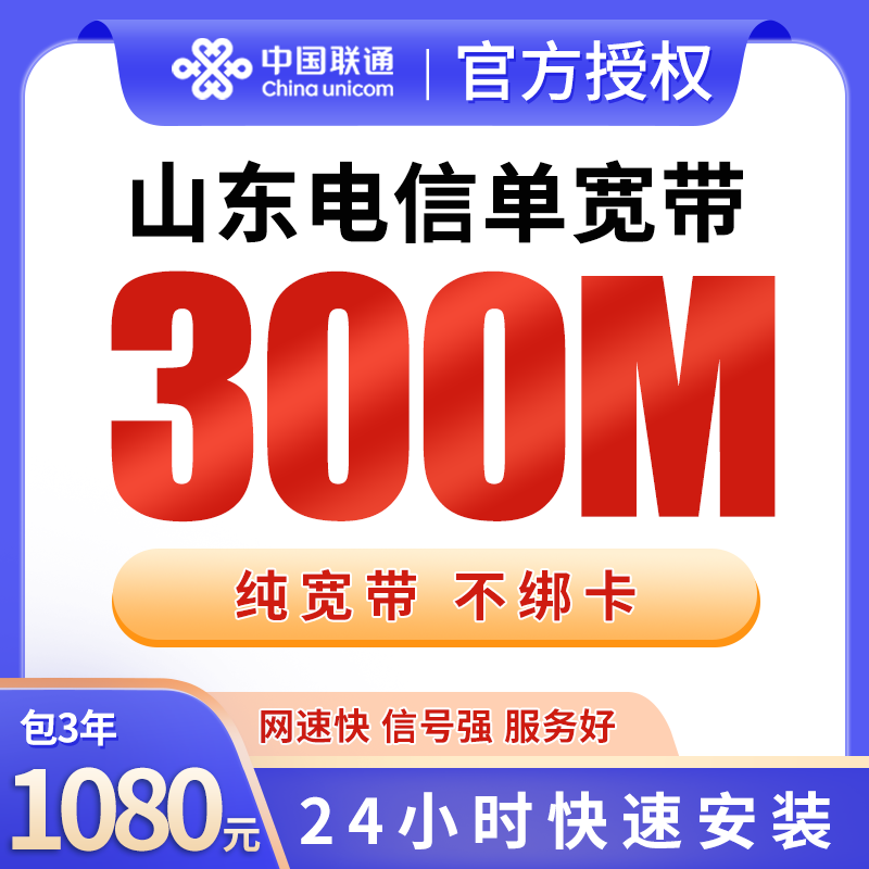 山东电信1080元包3年单宽带300M【不含调试费】