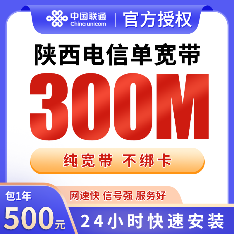 陕西电信500元包1年单宽带300M【不含调试费】