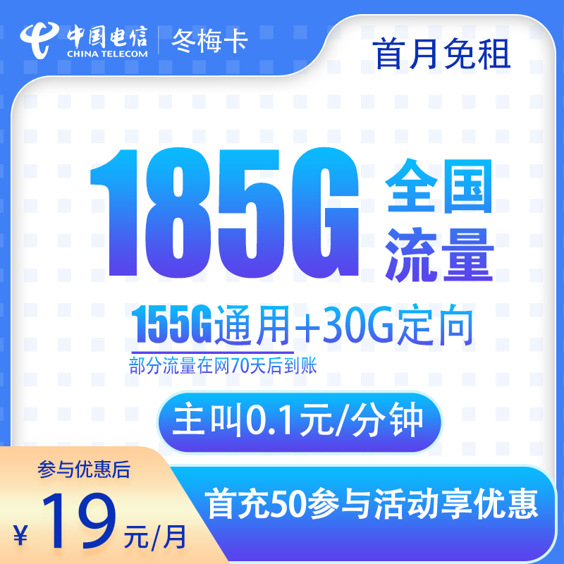 G电信冬梅卡19元185G【两年19】