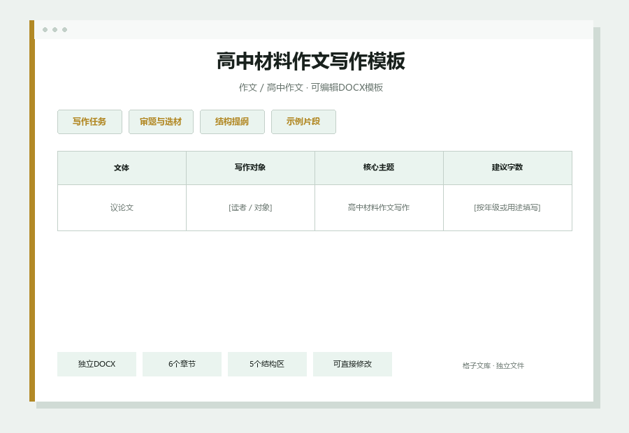高中材料作文写作模板Word文档内容缩略图