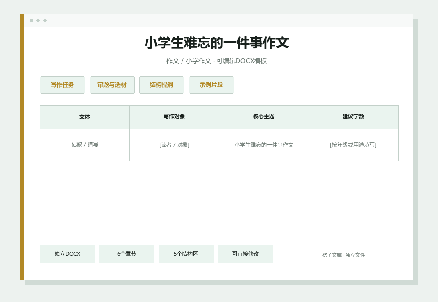 小学生难忘的一件事作文Word文档内容缩略图