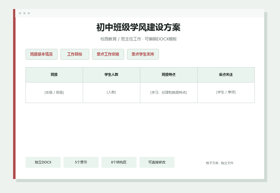 初中班级学风建设方案Word文档内容预览