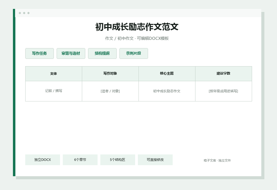 初中成长励志作文范文Word文档内容缩略图