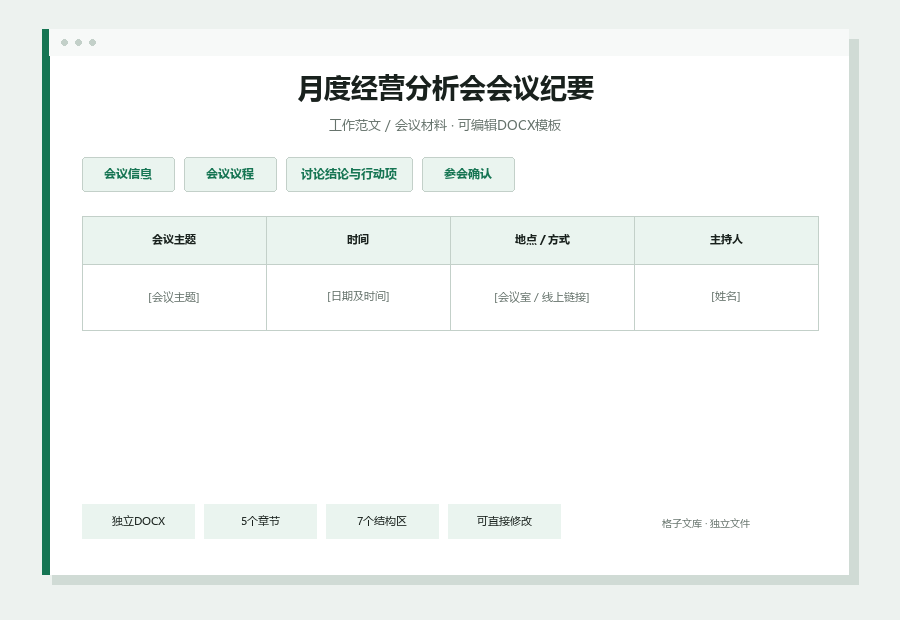 月度经营分析会会议纪要Word文档内容预览