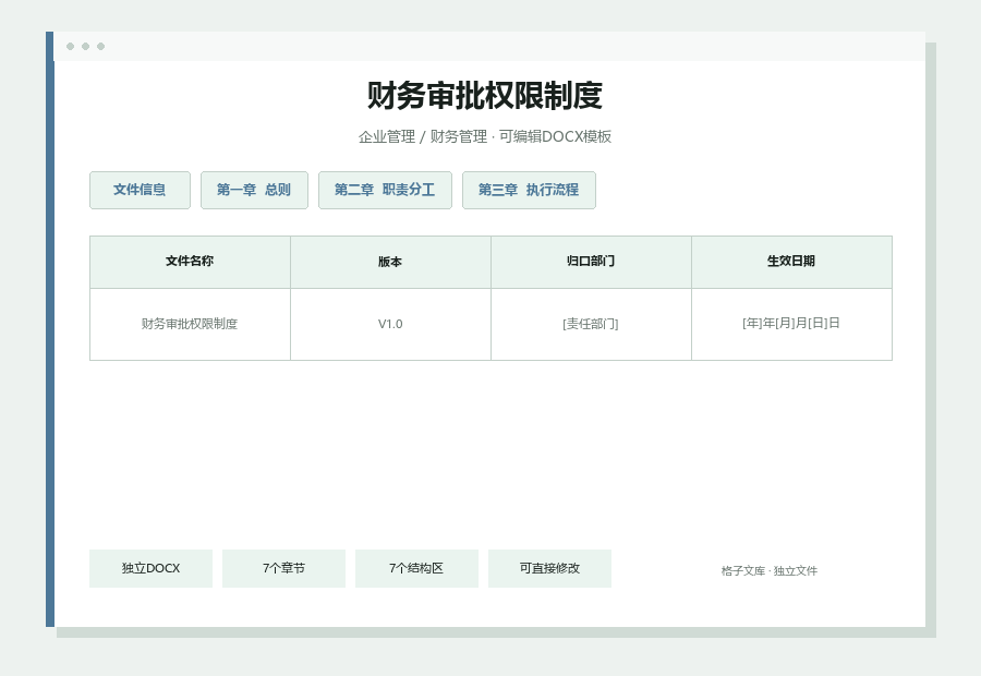 财务审批权限制度Word文档内容缩略图