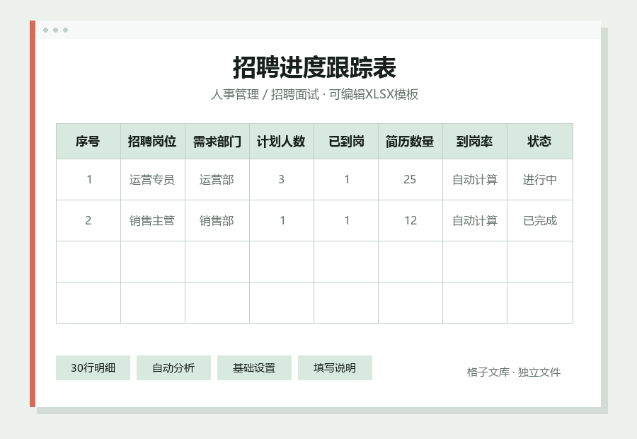 招聘进度跟踪表Excel表格内容缩略图
